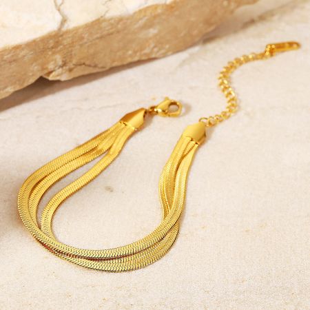 Close-up of the bracelet's clasp and multi-strand construction.