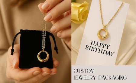 Custom gift box packaging option for the circle pendant necklace.