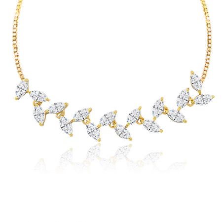 Coordinating gold necklace with clear marquise gemstones