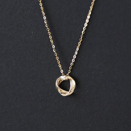 Front view of the elegant 925 sterling silver twisted circle necklace.