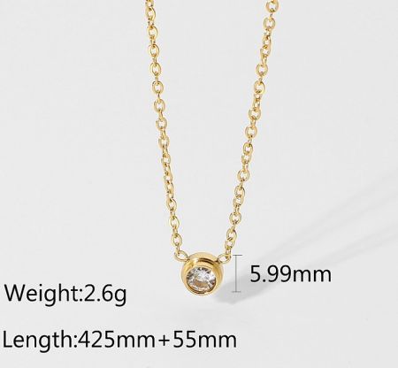 Detailed view of the solitaire necklace's pendant and lobster clasp closure.