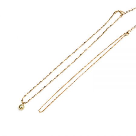 Double Chain Layered Mini Ball Necklace - Close-up of the Double Chain Layered Mini Ball Necklace, showing the spherical pendant and delicate chain details.