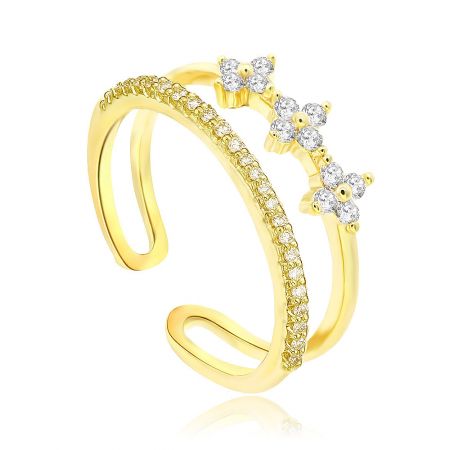 Gold Princess Crown Ring with Cubic Zirconia - Detailed view of the Gold Princess Crown Ring, showcasing its intricate gold-plated design with sparkling white cubic zirconia accents.