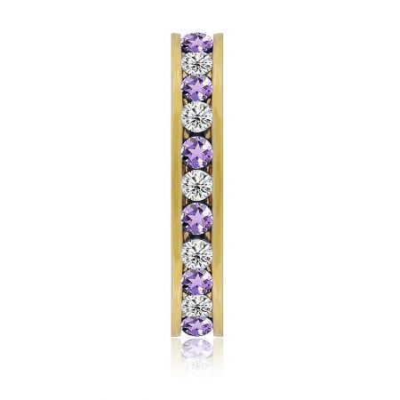 Angled shot of the Purple N White Eternity Ring, displaying its elegant design and brilliant stones.