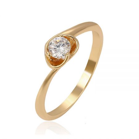 Elegant custom gold ring featuring a brilliant round diamond solitaire.