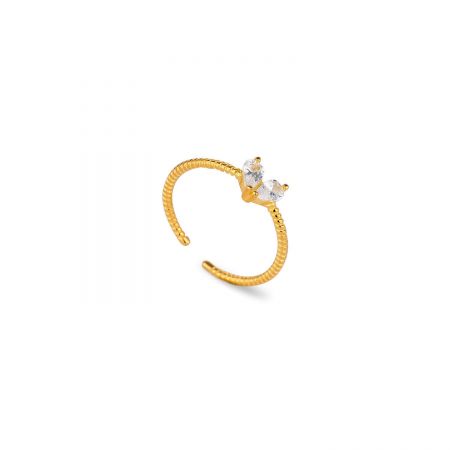 The elegant gold heart-shaped CZ ring from the friendship set, shown in detail.
