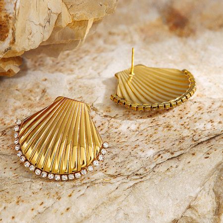 Variant of the shell earrings featuring sparkling gemstone accents.