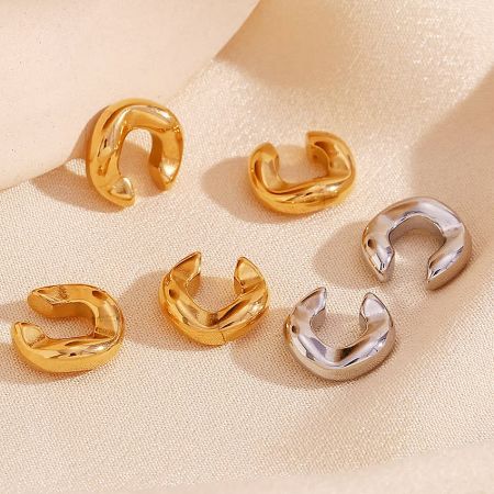 Full collection of the 14mm cartilage ear cuff earrings, highlighting the sleek curved design.