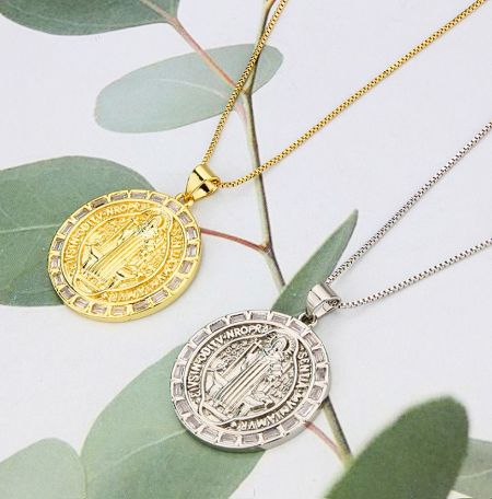 Custom religious pendants available in both gold and silver finishes.