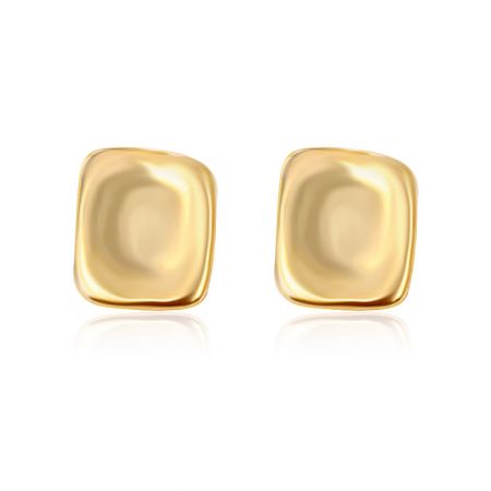 Wavy Hammered Square Post Earring - A pair of Wavy Hammered Square Post Earrings in polished gold, showcasing their unique textured surface and elegant design.