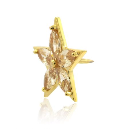 Detailed close-up of the Champ Star Pin, highlighting the brilliant clear teardrop cubic zirconia gemstones.