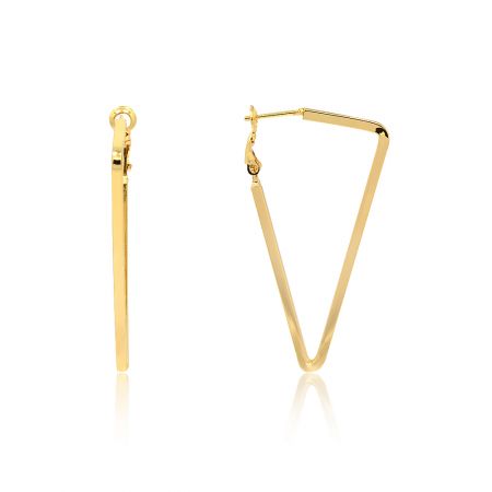 Gold Hoop Polished Triangle Earrings - A pair of Gold Hoop Polished Triangle Earrings with a minimalist geometric design and secure lever back closure.