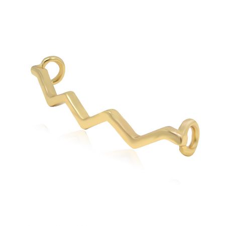 Close-up view of the metal wave shoelace charm, highlighting its gold plating and unique zigzag shape with loops for laces.