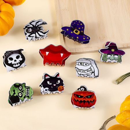 Full collection of nine different Halloween character hair clips.