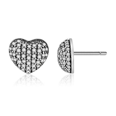 Back view of the White Zirconia Mini Heart Ear Studs showing the post-style backing.