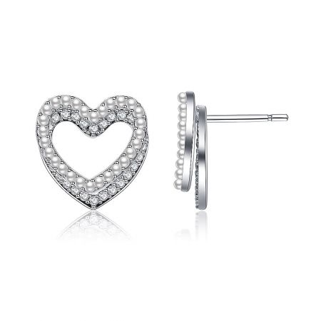 Back view of the Sweet Double Heart stud earrings, showing the secure silver post-back closure.