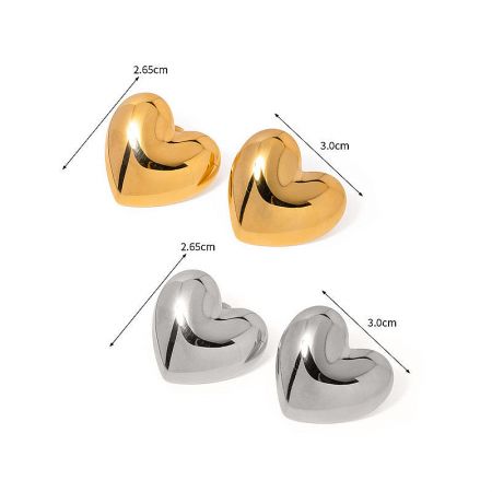 Image showing the dimensions of the heart earrings, 17.5mm by 15.5mm.
