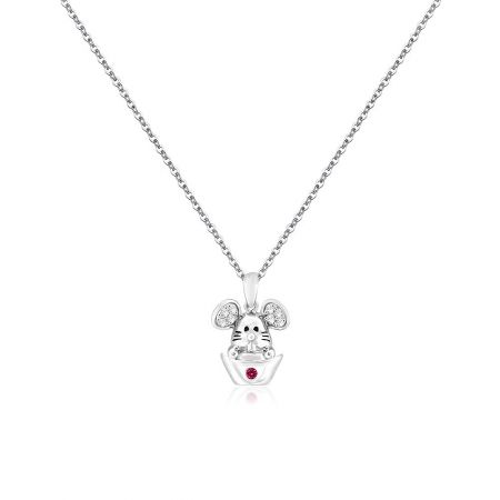 Front view of the Fortune Rat pendant necklace against a white background.