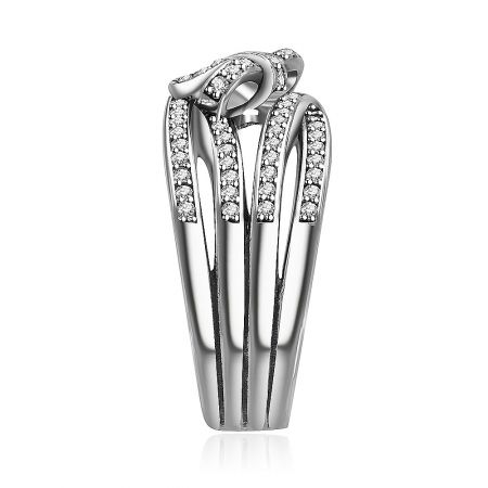 Top-down view of the Blossom Ring, displaying the full floral pattern and the brilliance of the channel-set stones.