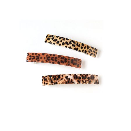 Acetate Leopard Hairpin - A set of three stylish Acetate Leopard Hairpins, showcasing the classic pattern and high-quality finish. These hypoallergenic hair accessories are available in multiple sizes.