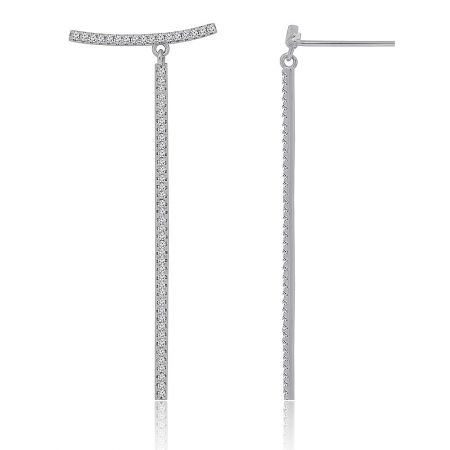 Detailed side view of the CZ Dangle Crawler Earrings showing the post-back closure and the intricate setting of the stones.