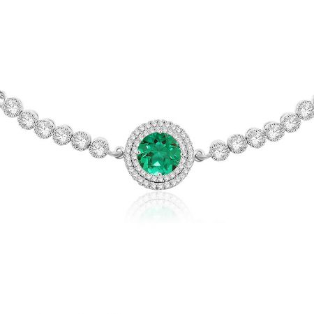 Detailed view of the mint opal tennis bracelet's brilliant stones and adjustable clasp mechanism, highlighting the quality rhodium plating.