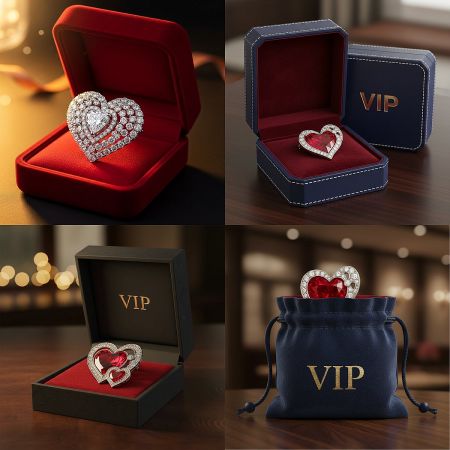 A collection of luxury heart-shaped jewelry pieces, ideal for VIP clients and special occasions