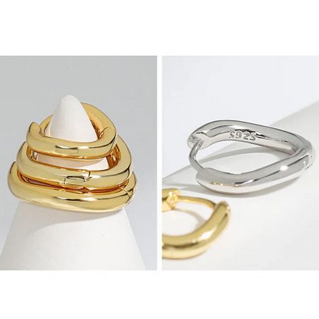 Display of both the gold and silver plated sterling silver earrings, highlighting the available wholesale options.