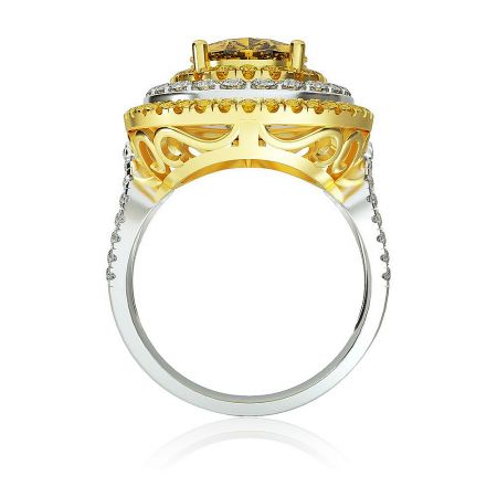Side profile of the luxurious Enticing Bright Ring, showcasing its intricate design and two-tone plating.