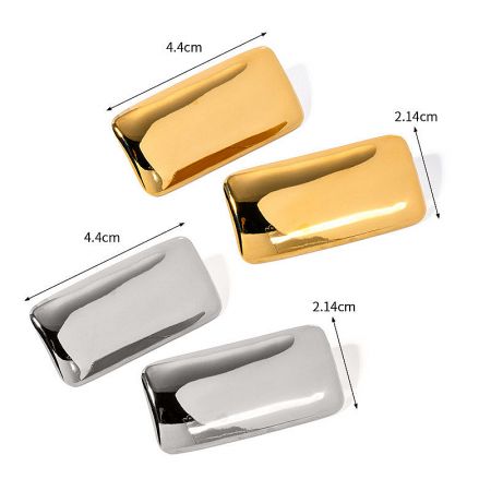 Detailed view of the rectangular earrings showing dimensions: 4.4cm length and 2.14cm height.