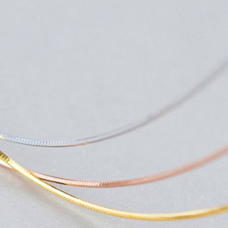 Detailed view of the texture and finish of the sterling silver snake chains.