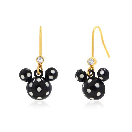 Alternate style of the Disney Vacation Earrings featuring a black with white polka dots design.
