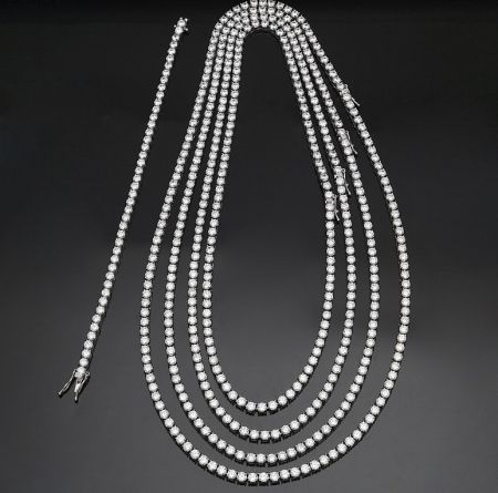 Hip Hop Rapper Style Bling Zircon Tennis Chain - A luxurious multi-strand Hip Hop Rapper Style Bling Zircon Tennis Chain, showcasing its intricate design and brilliant stones.