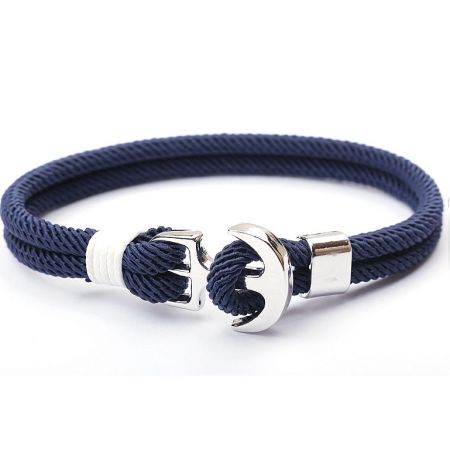 Navy blue version of the anchor hook rope bracelet