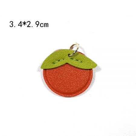 The orange fruit PU leather charm with a glittery texture
