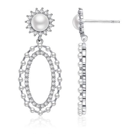 Detailed view of the Show Love earring showcasing the sunburst design with pearls and CZ stones.