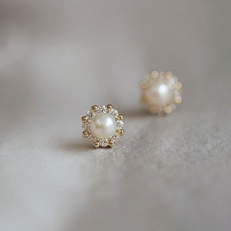 925 Sterling Silver Dainty French Zircon Pearl Stud Earrings (Set of 5 Pairs)