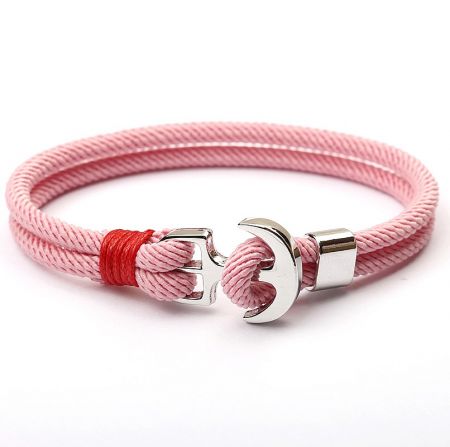 Pink version of the anchor hook rope bracelet