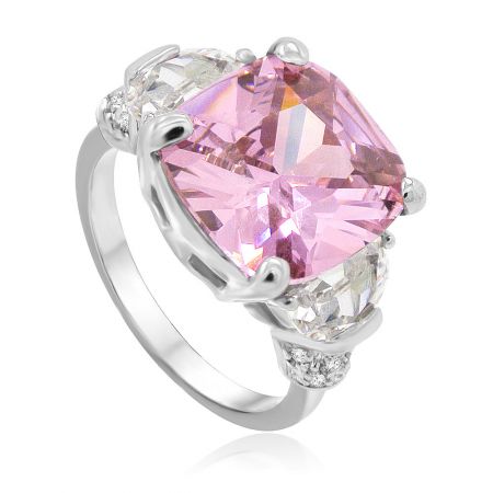 Alternative view of the promise ring, featuring a stunning pink heart-shaped gemstone on a polished silver band.