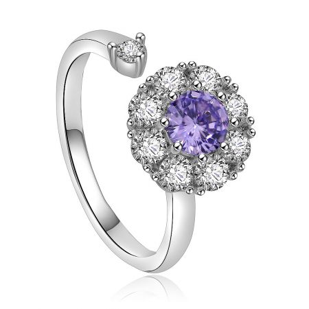 Side view of the purple floral spinning ring