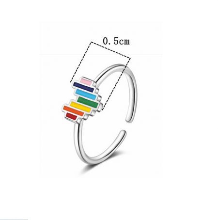 Sleek silver bracelet with a rainbow enamel bar, part of the LGBTQ+ pride collection.