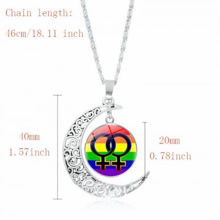 Detailed view of the rainbow gender symbol pendant on the LGBT Pride necklace.
