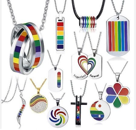 JR Fashion Accessories' vibrant Pride Jewelry collection, featuring various rainbow-themed designs.