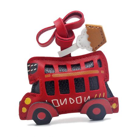 Another style of the red London bus PU leather keychain, featuring a fresh and modern design.