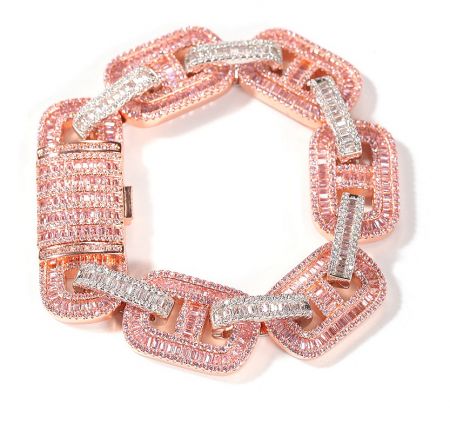 Elegant rose gold hip hop bracelet fully encrusted with dazzling diamonds.