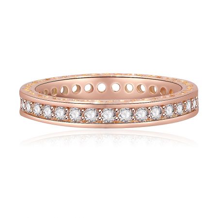 Pave Eternity Cubic Zirconia Wedding Band - Pave Eternity Cubic Zirconia Wedding Band in a lustrous rose gold finish, showcasing brilliant-cut CZ stones.