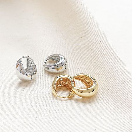 Vintage Circle Plain Studs Teardrop Hoop Earrings (5 pairs) - A product shot of the Vintage Circle Teardrop Hoop Earrings, displaying both the gold and silver plated brass options side-by-side on a clean white background.