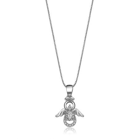 Guardian Angel Necklace - A delicate Guardian Angel Necklace with a silver, angel-shaped pendant on a fine chain, set against a clean white background.