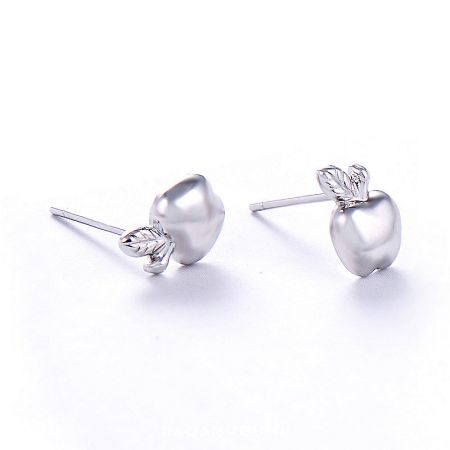 Another angle of the sterling silver apple-shaped earrings, showcasing their craftsmanship.