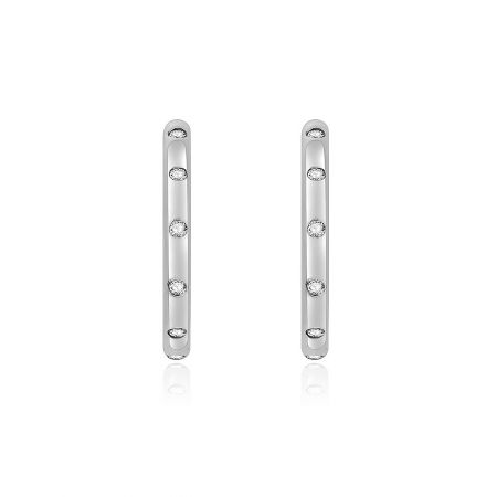 Better Half Dot Earring - A pair of Better Half Dot stud earrings in 925 sterling silver, featuring a bar design with sparkling white cubic zirconia.